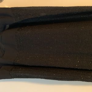 Minigonna BCBGMAXAZRIA RUNWAY In Maglia Nera Con Volant Trasparente - Taglia S, Nuova Senza Etichette